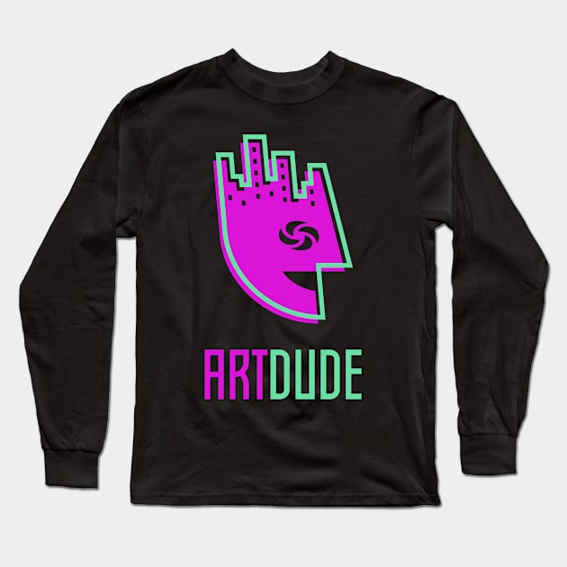 YourArtDude Logo In Pink And Green Long Sleeve T-Shirt by yourartdude